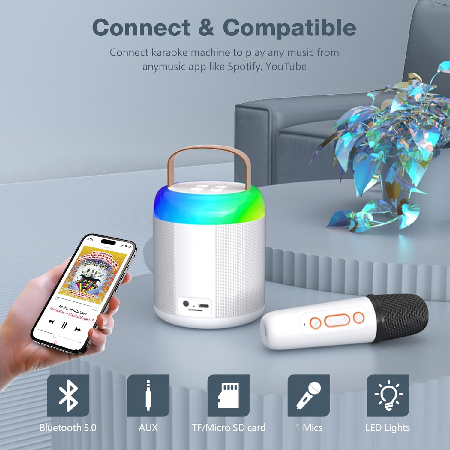 Mini Portable Karaoke Bluetooth Speaker Microphone